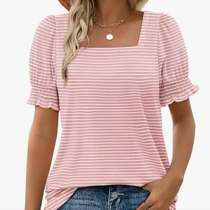 Women’s Pink Striped Square Neck Top